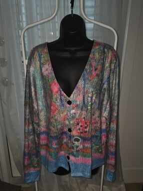 Multicolor V-Neck Button Front Women’s Cardigan